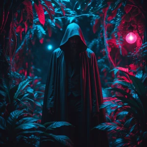 In the depths of an arcane noir-inspired neon jungle, a mysterio...