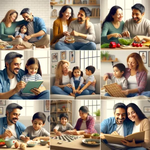 Create a stop motion animation featuring a family engaging in ac...