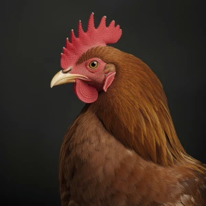 Porträt von einem braunen flauschigen seidenhuhn, realistischer...