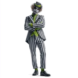 Generate a detailed image of a man in a Halloween-inspired outfi...