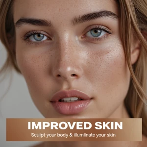 improved skin. Add a tagline at the bottom, such as 'Sculpt your...