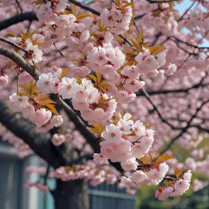A cherry blossom tree on a summer day