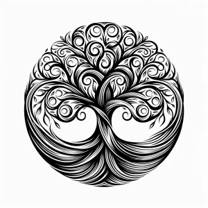 Create a striking black and white vector illustration in a minim...