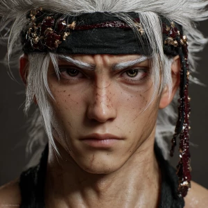 Ultra-realistic anime portrait of Tengen Uzui, hyper-detailed fa...