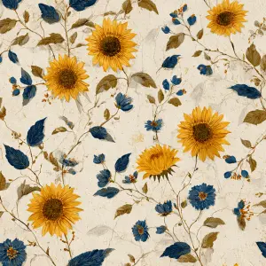 flat 2D background paper design, vintage floral farmhouse patter...
