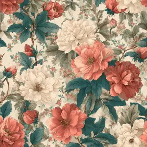 flat printable background paper, vintage bohemian floral vine pa...