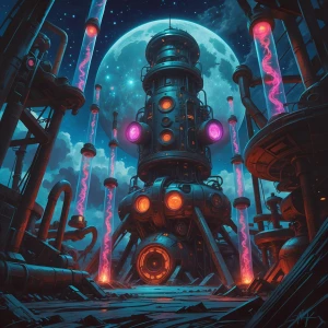 A hauntingly beautiful scene unfolds in this dystopian lunar gen...