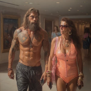 Hyperrealism painting.a australia muscular beefy bearded tattoed...