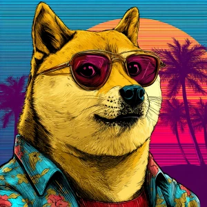 MEME DOGE in GTA art style,  , in the style of a Grand Theft Aut...