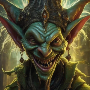 A grotesquely captivating digitalized goblin, its twisted featur...