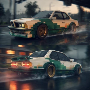 minecraft style bmw car