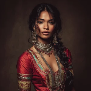 Full body portrait Stunning gorgeous Indian supermodel dressed i...