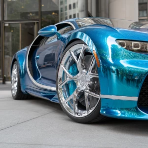 candy blue marble metallic Bugatti w16 mistral with chrome spoke...