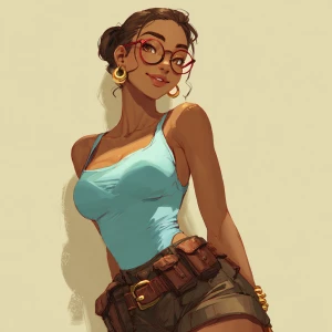 Generate an image of a young Nigerian woman with dark brown skin...