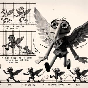 Make a stop motion of a puppet flying