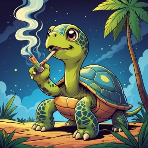 Cool and cute Smoking Joints Turtle Comic Style