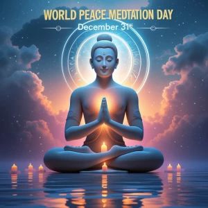 Design a serene and captivating banner for "World Peace Meditati...