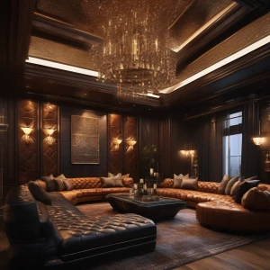 luxurious modern throne room lounge, central massively comfortab...