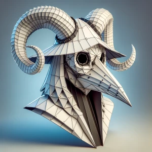 printable designs for a papercraft plague doctor mask with ram's...