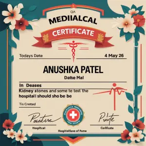 Create a medical certificate with the name Anushka Patel and wri...