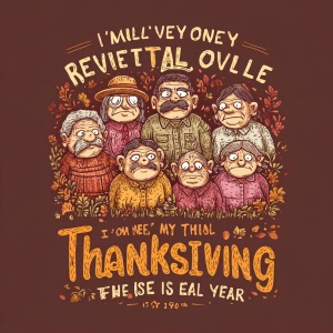 Create an image of a funny Thanksgiving t-shirt design: “I’m tha...