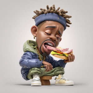 Create a caricature cartoon animated young black male with hip h...