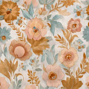 flat printable background paper, boho summer floral pattern with...