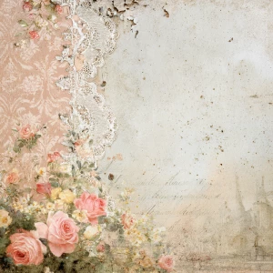 Shabby chic vintage scrapbook background paper, 12x12 inch print...