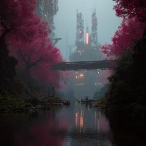 Gorgeous cyberpunk tron inspired landscape