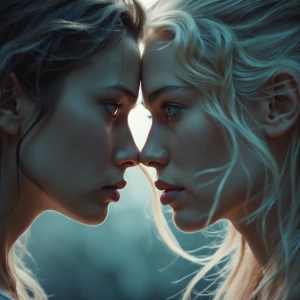 Two individuals lock eyes, a moment pregnant with unspoken emoti...