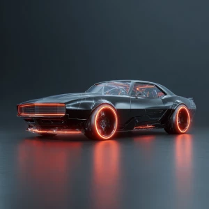 Generate an image of a futuristic muscle car retro vintage Camar...