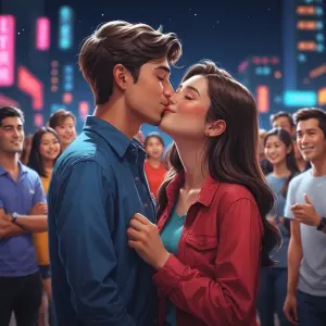 I'm standing beside my girl friend and started kissing her while...