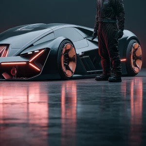 futuristic hypercar, full body shot of a single car, sharp angul...
