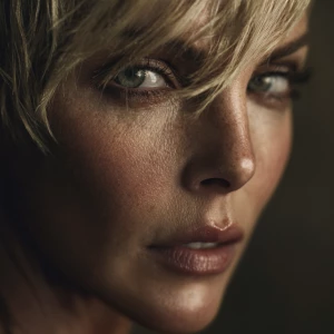 Close up of Charlize Theron