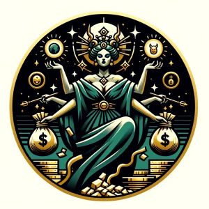 Illustrate a captivating goddess-demoness avatar or mascot style...