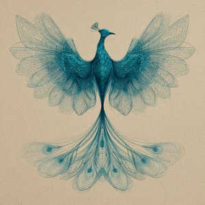 Prompt: Fine lace-like wings, slim teal body; slight vintage tin...