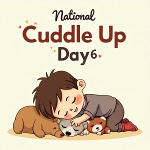 Banner states, 
“National Cuddle Up Day
January 6”
(Cartoon styl...