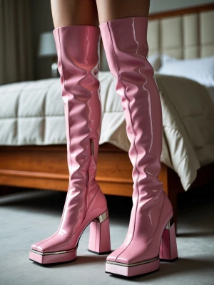 Create an image featuring a woman's legs draped in luxurious pin...