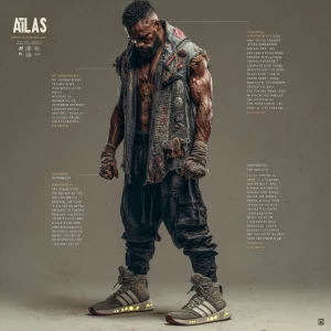 "Atlas 'The Silent Pillar,' a powerful Ethiopian man radiating i...