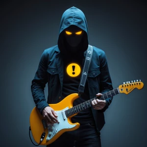 crea un misterio hombre todo oscuro con un símbolo de interrogac...