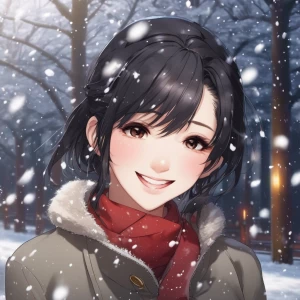 A smile under the first snowfall
