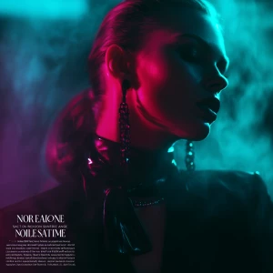 “noir neon femme-fatale aesthetic, cinematic lighting, deep shad...