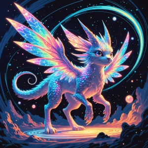 a technicolor dream, a shimmering solar holographic digital pet...