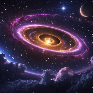 A hyper-realistic, mysterious, mind-bending space wallpaper for...