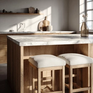 Generate a realistic and detailed image of a kitchen island craf...