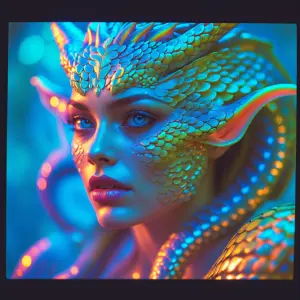 In the dreamy polaroid photograph, a mystically enchanting gorgo...