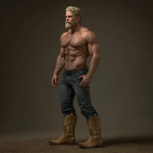 Generate an image of a muscular male bodybuilder with blonde hai...