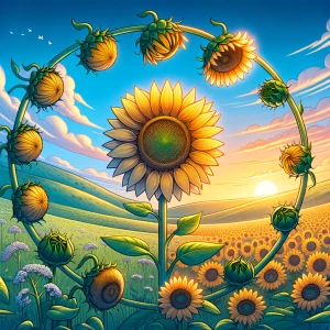 Generate an exquisite time-lapse illustration showcasing the gra...