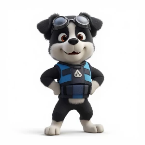 Cute fluffy Border Collie puppy standing on all four legs, heroi...