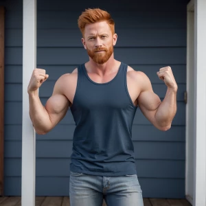 Ultra-realistic photo of a 35-year-old muscular fair-skinned man...